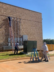 Commercial building exterior electrical work